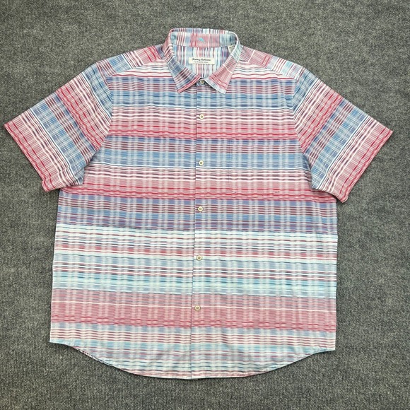 Tommy Bahama Shirt Mens XL The Bahama Coast Island Zone Blue Red Short Sleeve - Picture 1 of 9